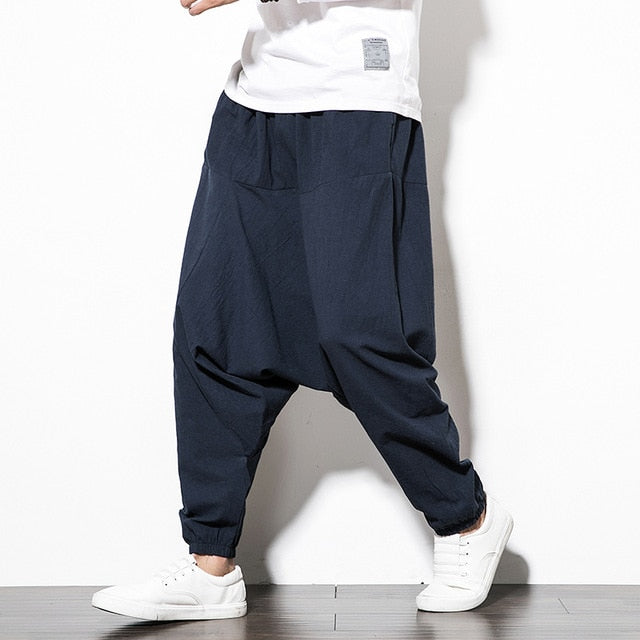 Cotton Harem Pants Men Solid Elastic Waist Streetwear Joggers 2020 New ...
